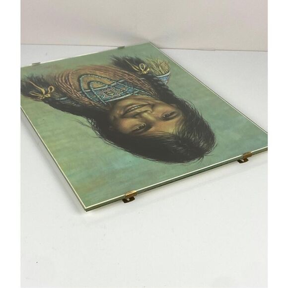 Bill Hampton Native American Indian Child Girl Print Glass Wall Mountable Frame - Picture 2 of 4